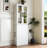 70.87" H Display Storage Cabinet , 4 Tier multi-functional pull-out multi-tier storage shelf & 2 Glass Doors, Modern Wooden Tall Bookshelf Bookcase for Living Room Home Office-2095633983
