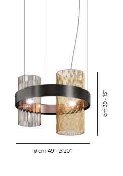 Armonia 2 - Light Chandelier, Smoky Amber, Matte Black;Copper