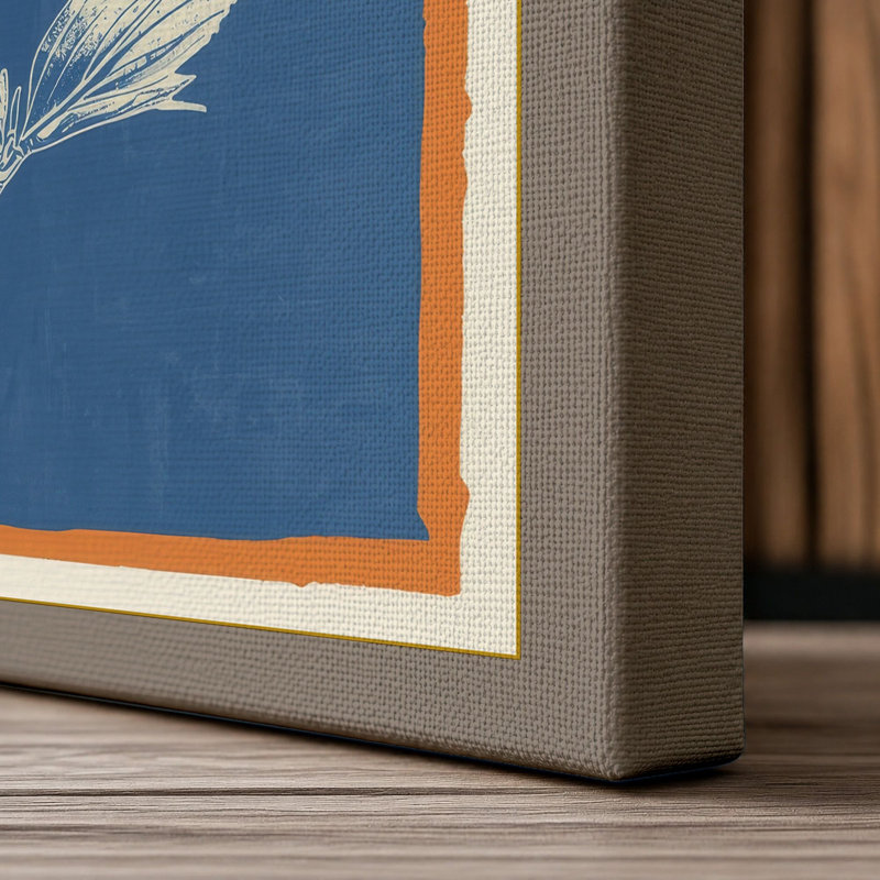 Daisy in Blueprint Botanical - Wrapped Canvas, 18x12 - 45.7 x 30.5 cm, Taupe Border