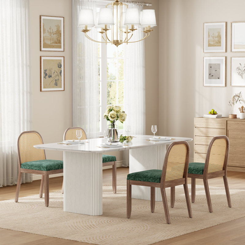 Dining Set, Ensemble de cinq pièces : table, quatre chaises, Olive Green