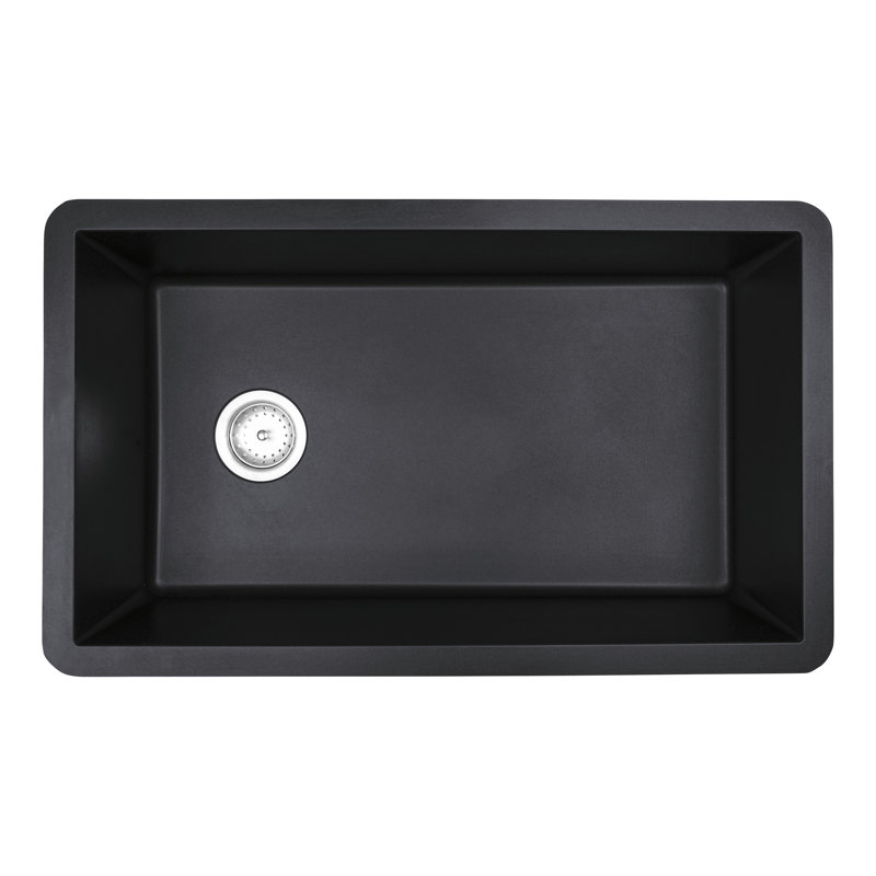 31 in. x 19 in. Quartz Undermount Single Bowl Kitchen Sink, Black