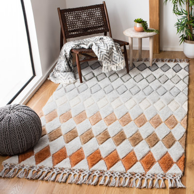 Tapis gris / gris anthracite en laine / jute touffeté à la main Gile