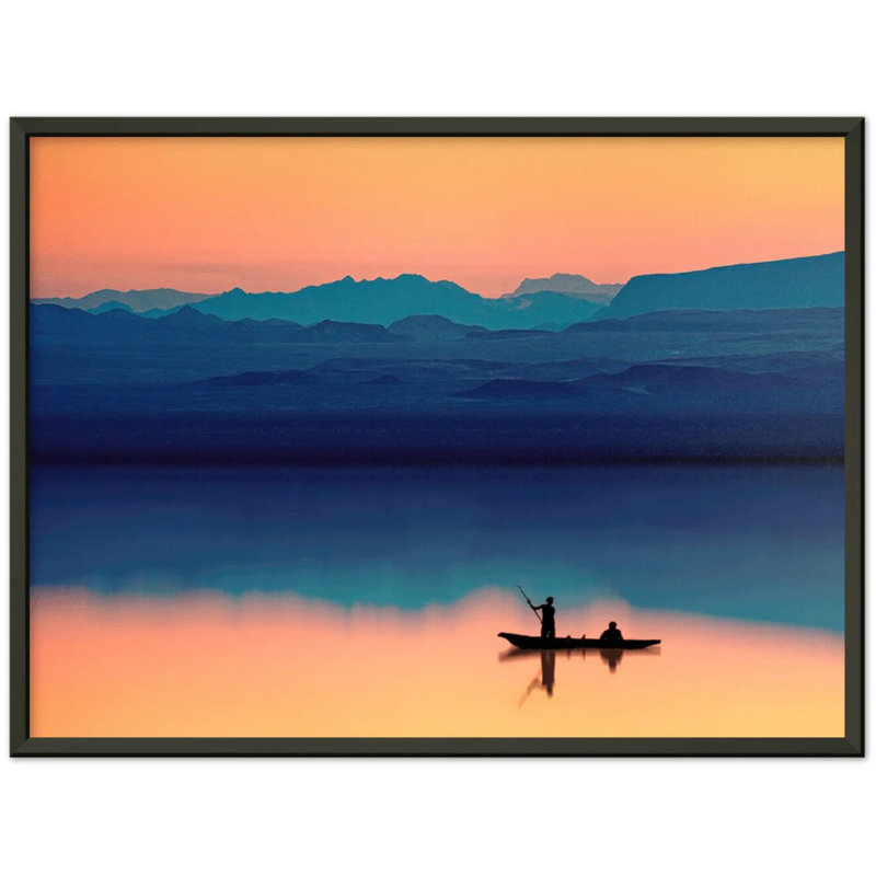 Sunset Lake Print Wall Art - Scenic Nature Landscape Poster - Golden Hour Lake Reflection Artwork - Mountain Water Sunset View Print - Rustic Cabin Home Decor - Minimalist Nature Wall Art - Peaceful Travel Inspired Gift