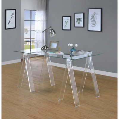 Roda Clear Glass Top Writing Desk