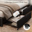 Upholstered Platform Bed with 4 Storage Drawers, Velvet Queen Size Bed with Storage Shelf Headboard&Charging Station&Led Lights, Black-2090414743-2090414742