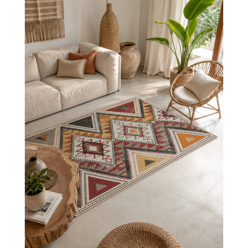 Tapis décoratif à motif géométrique croisé, Rectangle 2 pi 4 po x 4 pi