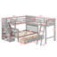 Lit superposé compact en forme de L avec lit supérieur simple et inférieur double et 3 tiroirs-1183034650