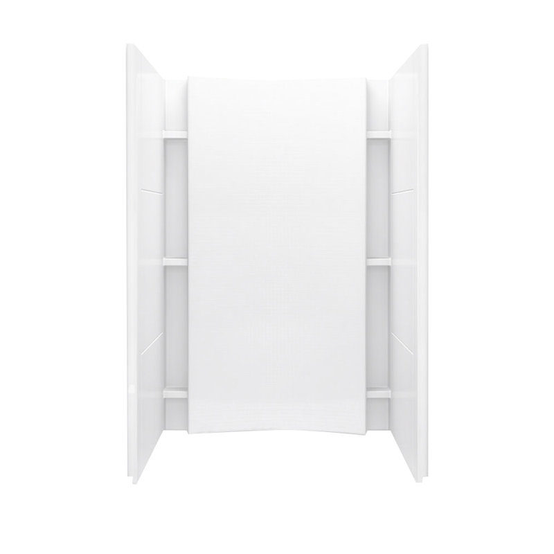 48" W x 77" H Frameless Rectangle Sliding Shower Kit with Towel Bar and Base Included, Silver