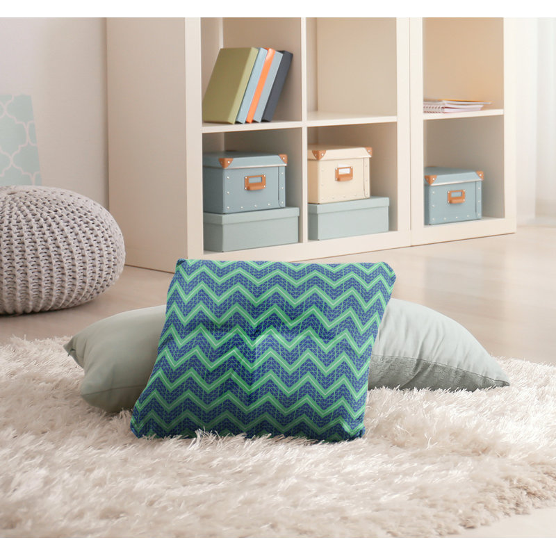 Coussin Rhonda Cheval, 30 po x 30 po, Vert / bleu