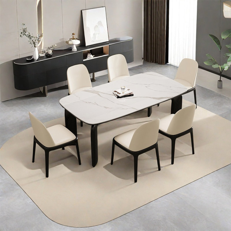 Modern simple rock plate dining table sets, 29.52"H x 59.05"L x 31.49"W