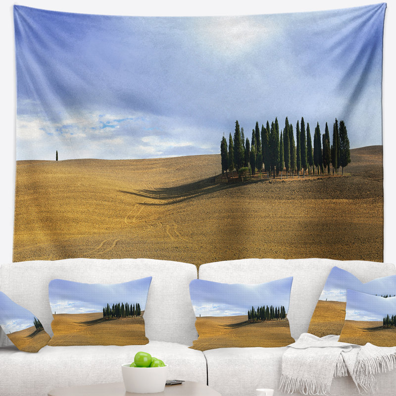 Tapisserie vacante de paysage toscan, H 32 po x l 39 po