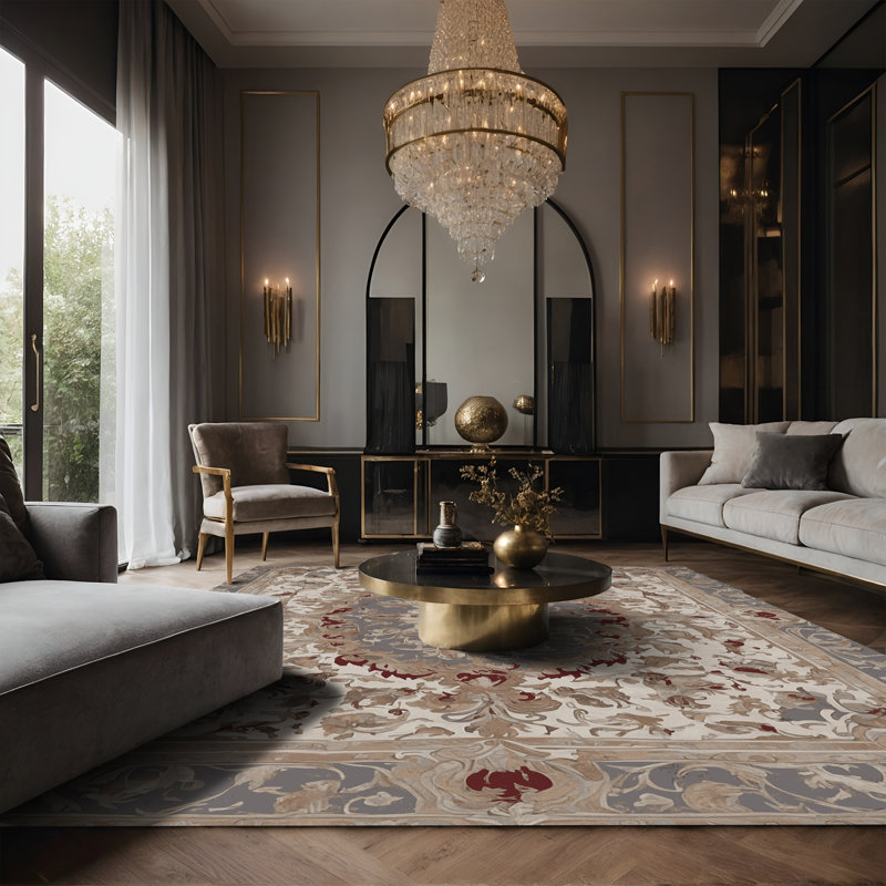 Tapis gris soyeux et moelleux, Rectangle 7 pi x 10 pi