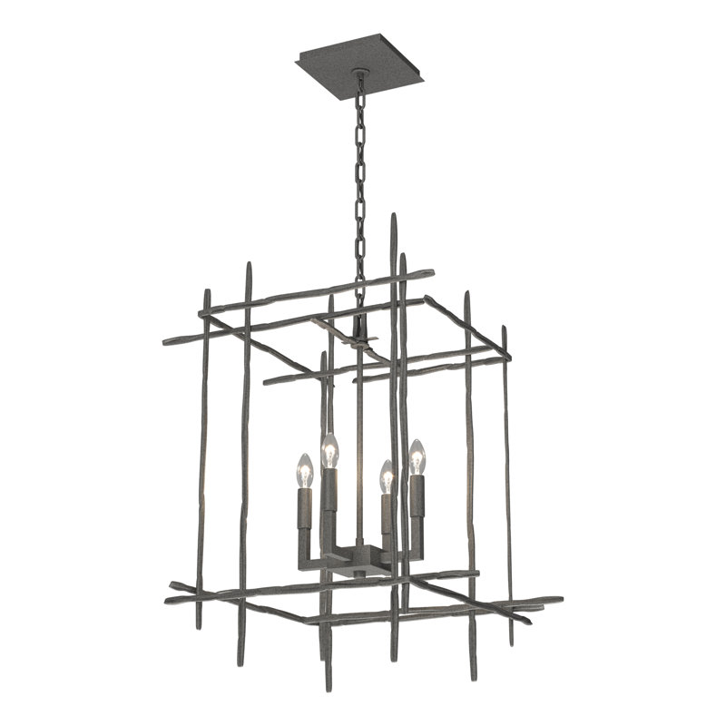 Tura 4 - Light Rectangle Chandelier, Natural Iron, Medium