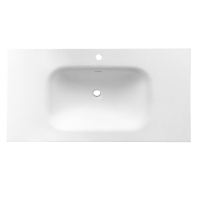 Stone Resin Solid Surface Sink For Bathroom - Matte White, 38.84 In Depth, Balanced Proportions, Wall Mountable, Seamless Design Vanity Basin 21.2 Wide, Easy To Install, Smooth