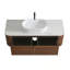 Bathroom Vanity with Sink, Walnut Wall Cabinet with Free Towel Rack, Single  Oval Striped Ceramic Basin Design, without Drain and Faucet, Pre-assembled-133039474
