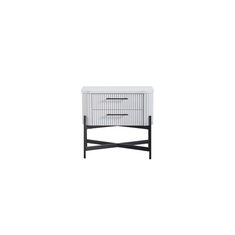 Table de chevet 2 tiroirs Eastville, Blanc