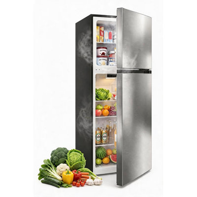 10,4 pieds cubes Pi. Réfrigérateur à congélateur supérieur, réfrigérateur d'appartement en acier inoxydable avec lumière DEL, porte réversible et dégivrage automatique sans givre
