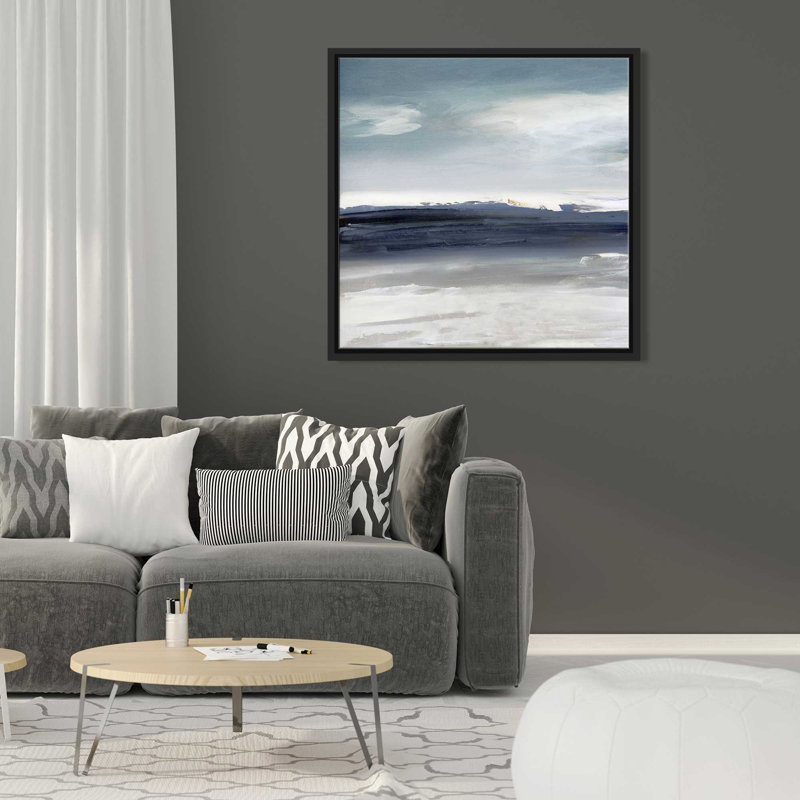 Sandpiper Bay par Sally Swatland - Peinture, L 21,5 po x H 21,5 po, Cadre noir