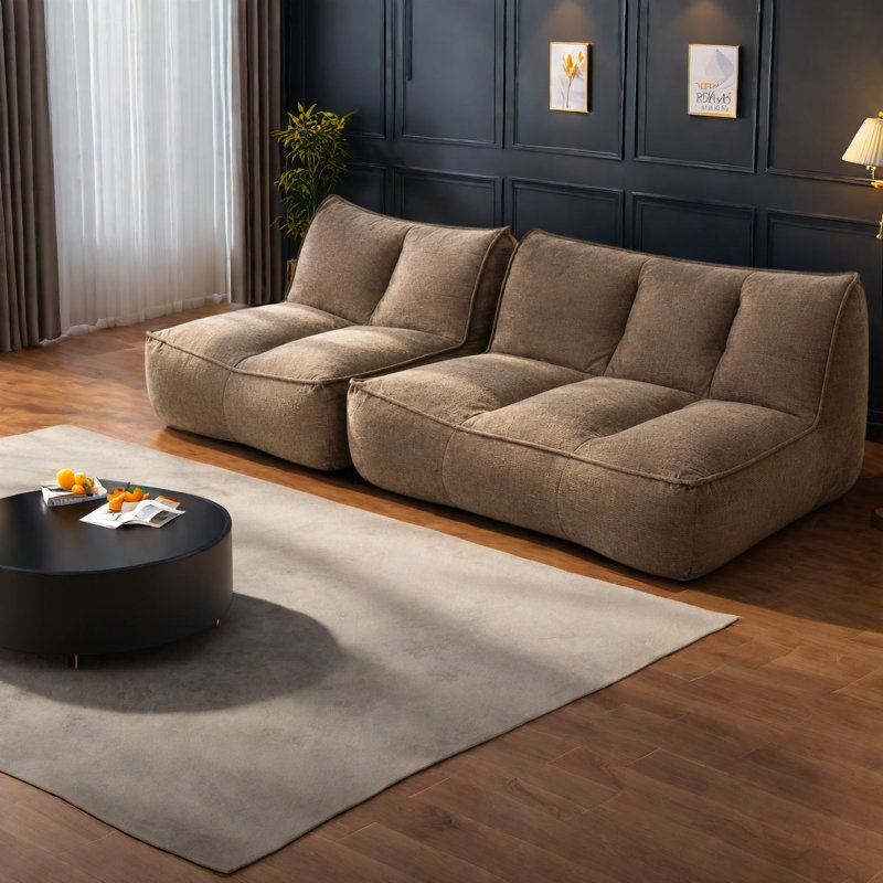Canapés modulaires à compression, pouf moderne en velours côtelé marron pour la maison