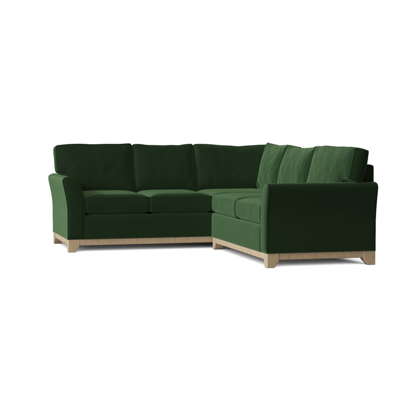 Canapé modulaire en coton de 108 po de largeur Bevins, Accoudoir à droite (vu de face), Émeraude, Marron foncé