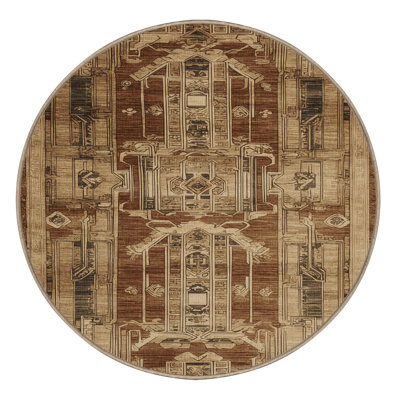 Machine Washable Art Deco Beige Area Rug