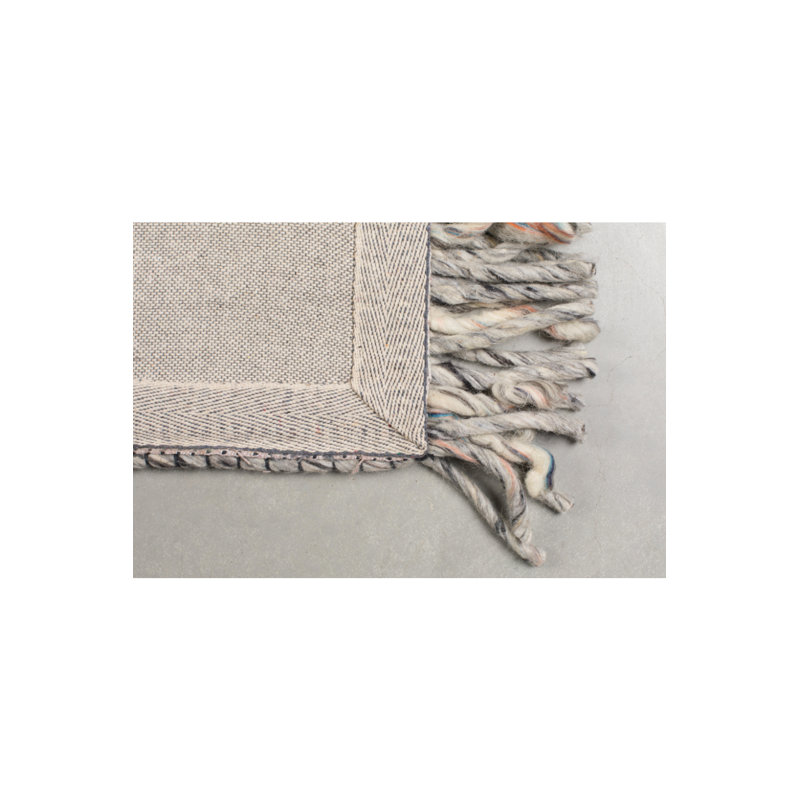 Frills Wool Striped Area Rug in Blue/Gray