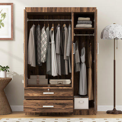 Wardrobe With 2 Drawers And 2 Hanging Rods