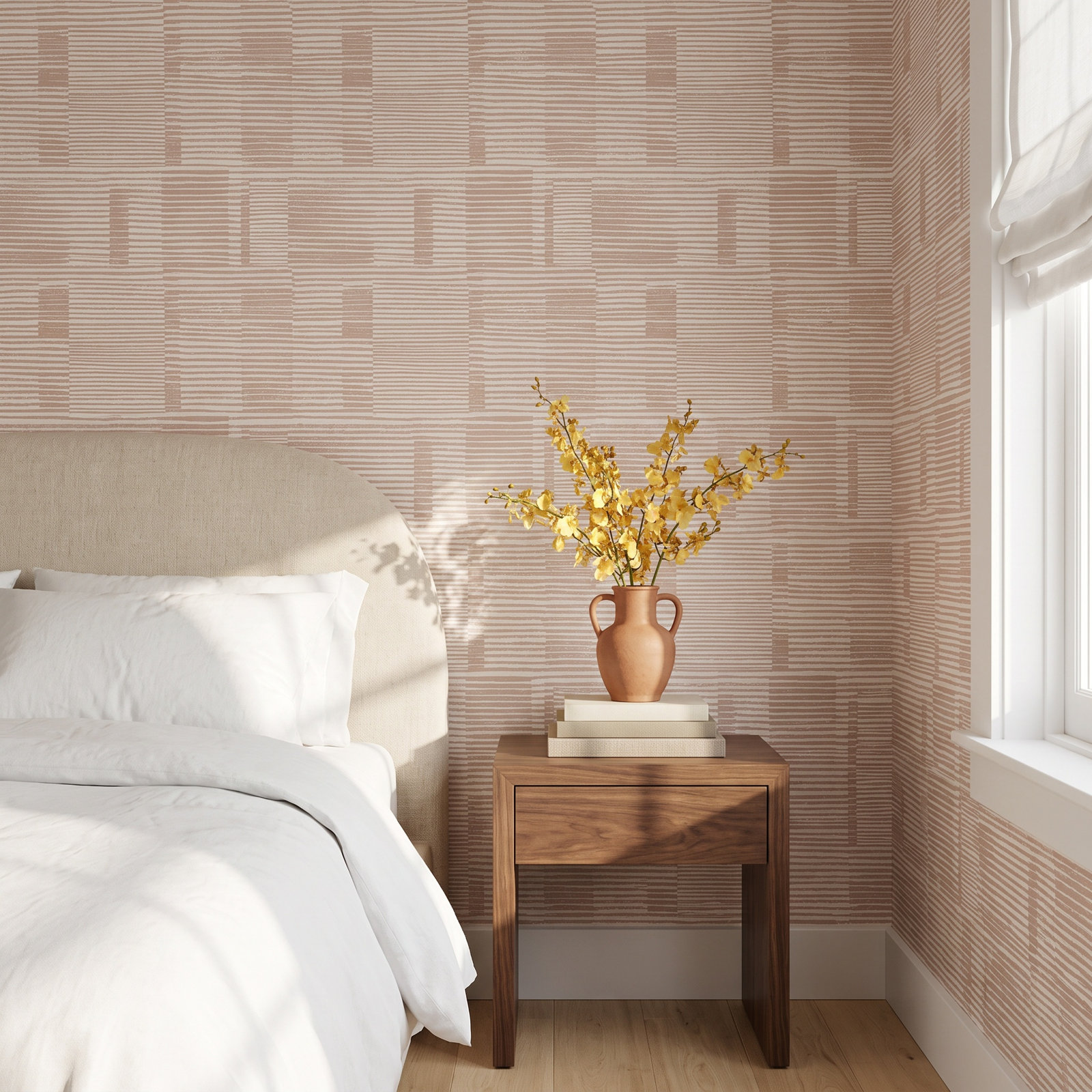 Eryn Striped Wallpaper, Pink