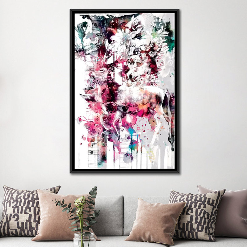 «Deer II», impression sur toile, H 60 po x l 40po x P 1,5 po, Toile avec cadre noir, Pas de tapis