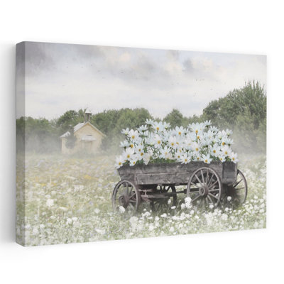 Bouquet sur roues - charrette à fleurs rétro avec fleurs blanches
