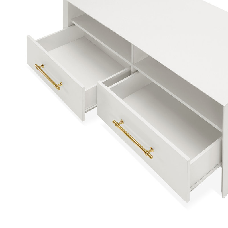 Table basse à deux tiroirs Karyn, Blanc
