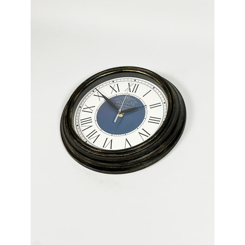 Elegant Decorative Wall Clock, Gold & Black, 11.8 x 11.8 inches | 100% Plastic Frame, Real Glass Cover, Thickness: 1.8 inches | Stylish Home Decor for Living Room, Office & Dining Area, Timeless Design