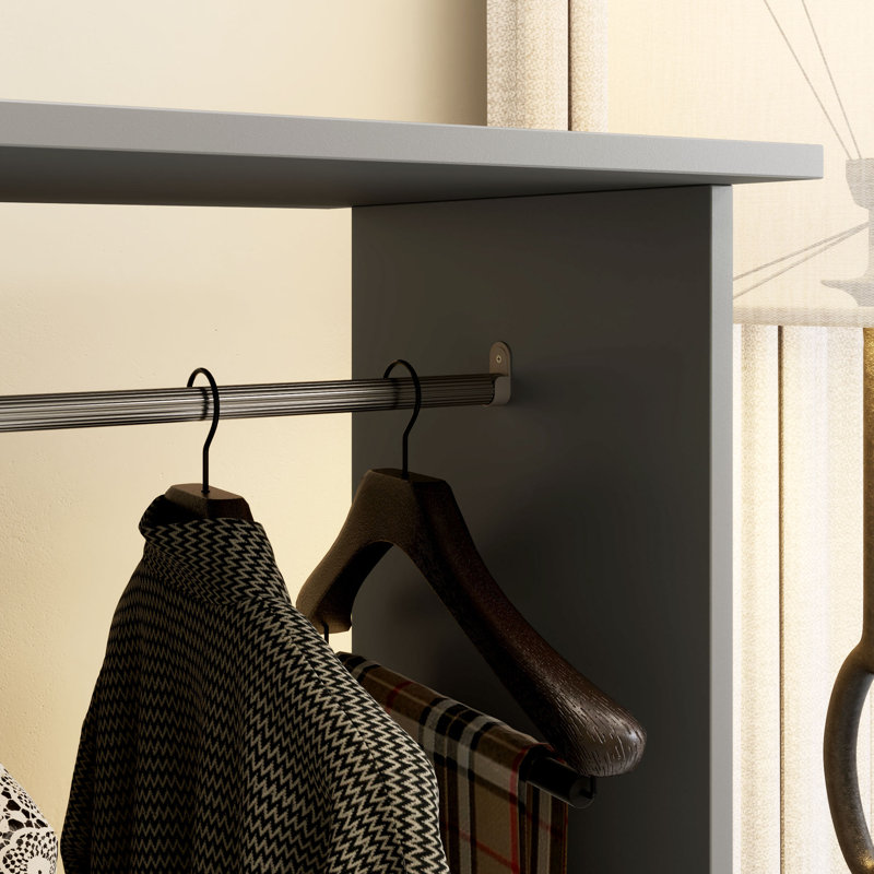 HOMCOM Double Open Wardrobe w/ Clothes Hanging, Grey