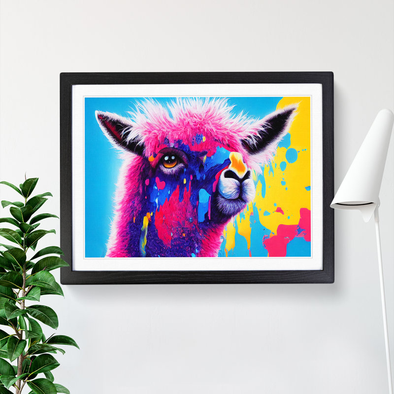 Llama Splash Vol.2 Abstract - Single Picture Frame Print, 46cm H x 64cm W, Black