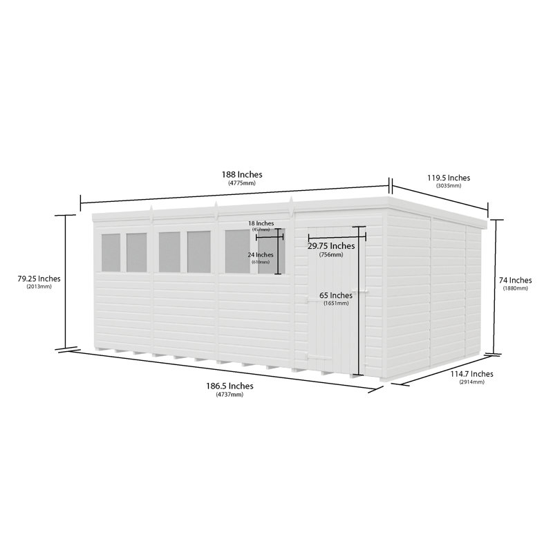 16x10 Pent Composite Shed