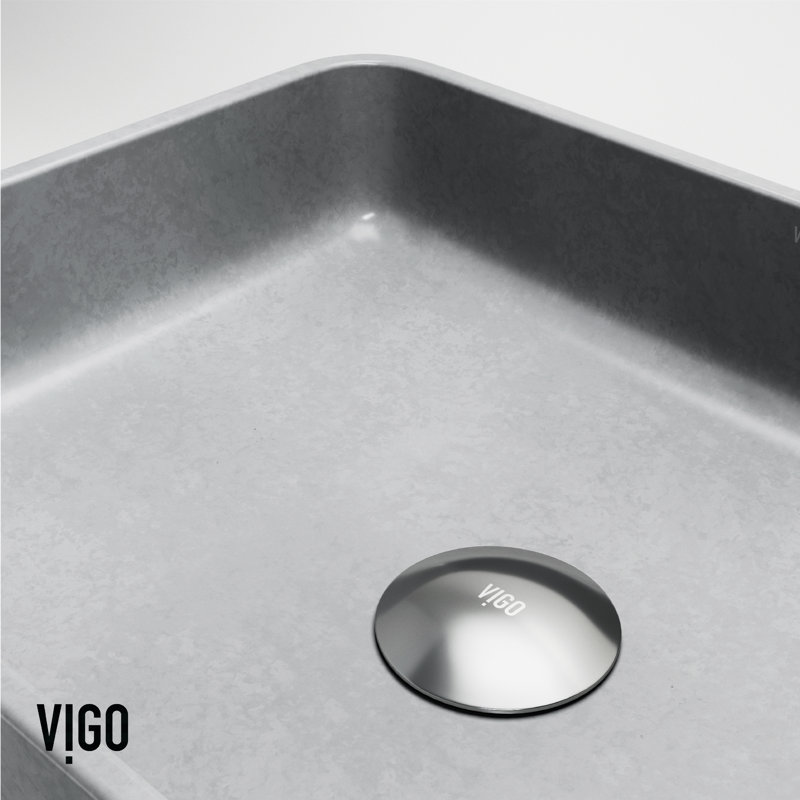 Lavabo de salle de bain rectangulaire en béton avec robinet H 11 po L 16 po x l 12 po x H 4 po Dunn Segovia