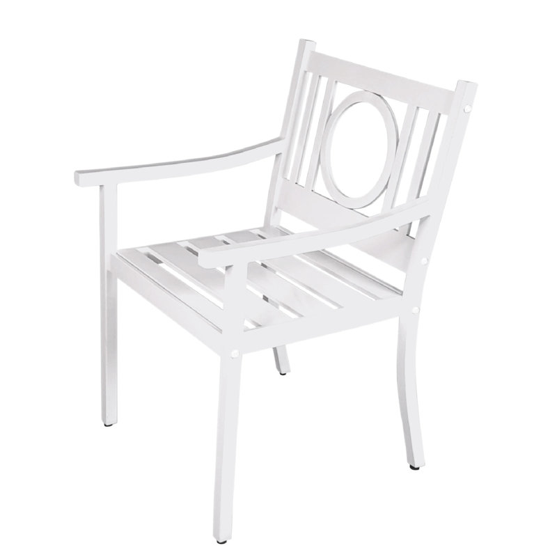 Chaise d'extérieur moderne blanc 22,5 po avec acier thermolaqué résistant à l'eau