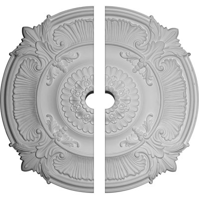 Endurathane Attica Acanthus Leaf Ceiling Medallion, 53 1/2"OD x 5"ID x 3 1/2"P (Fits Canopies up to 5"), Two Piece, Factory Primed