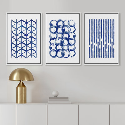 «Blue Blue», ensemble de 3 reproductions d'art sur toile