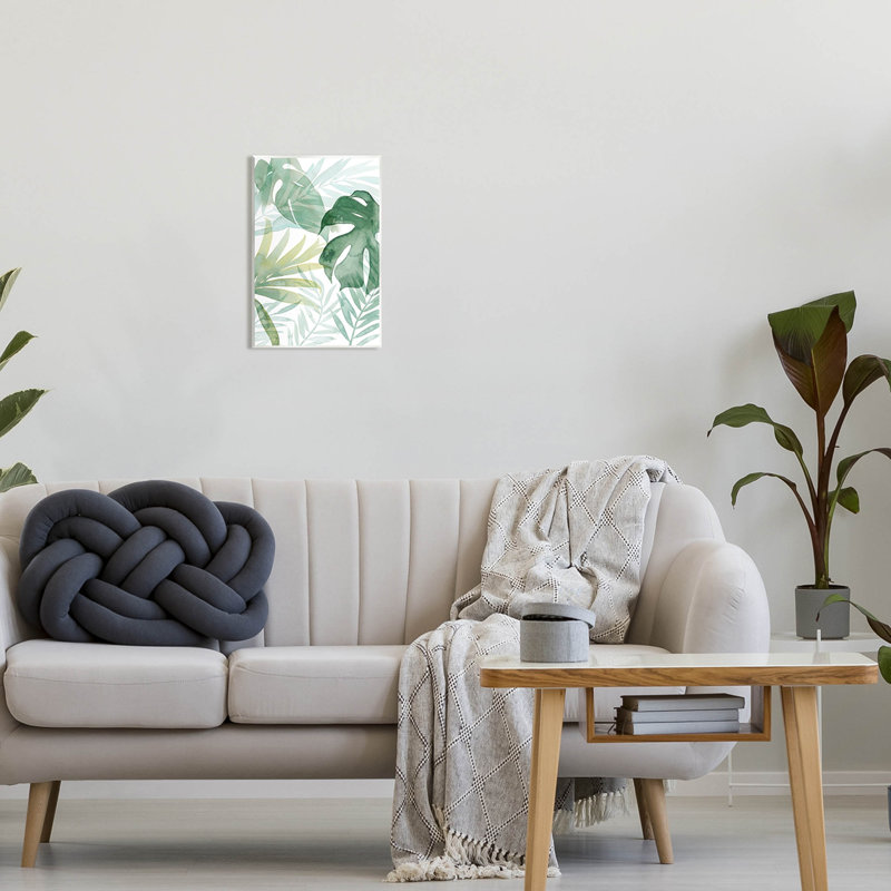 Monstera Green Botanical Leaf Sprigs Wood Wall Plaque