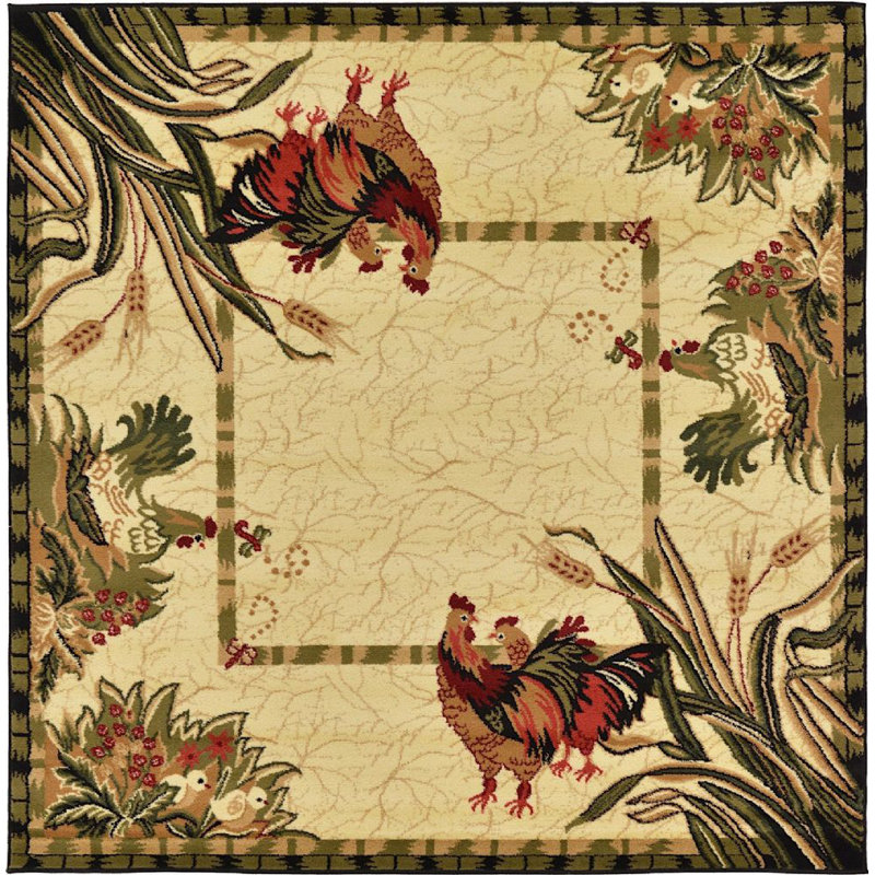 Tapis à motif abstrait crème Capps, Carré 6 pi