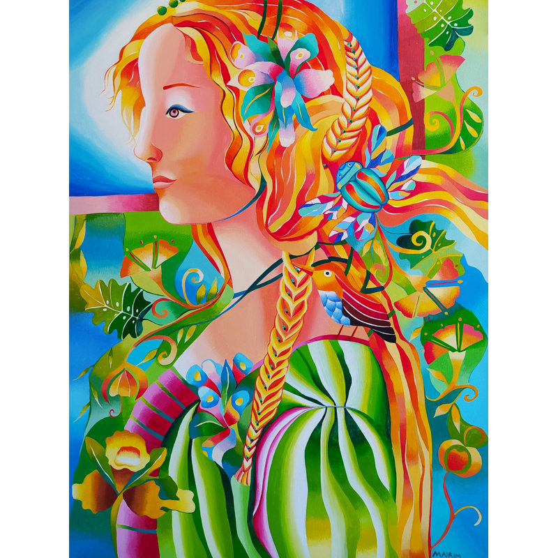 La vendeuse de fleurs par Mairim Perez Roca, H 21,25 po x l 17,25 po x P 0,875 po