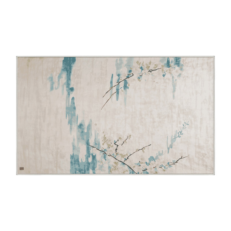 Machine Washable Beige Area Rug, Rectangle 6' x  9'