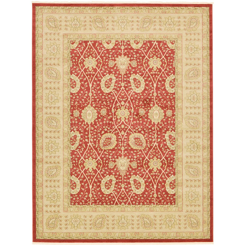 Tapis à motif oriental rouge Stirling, Rectangle 9 pi 10 po x 13 pi