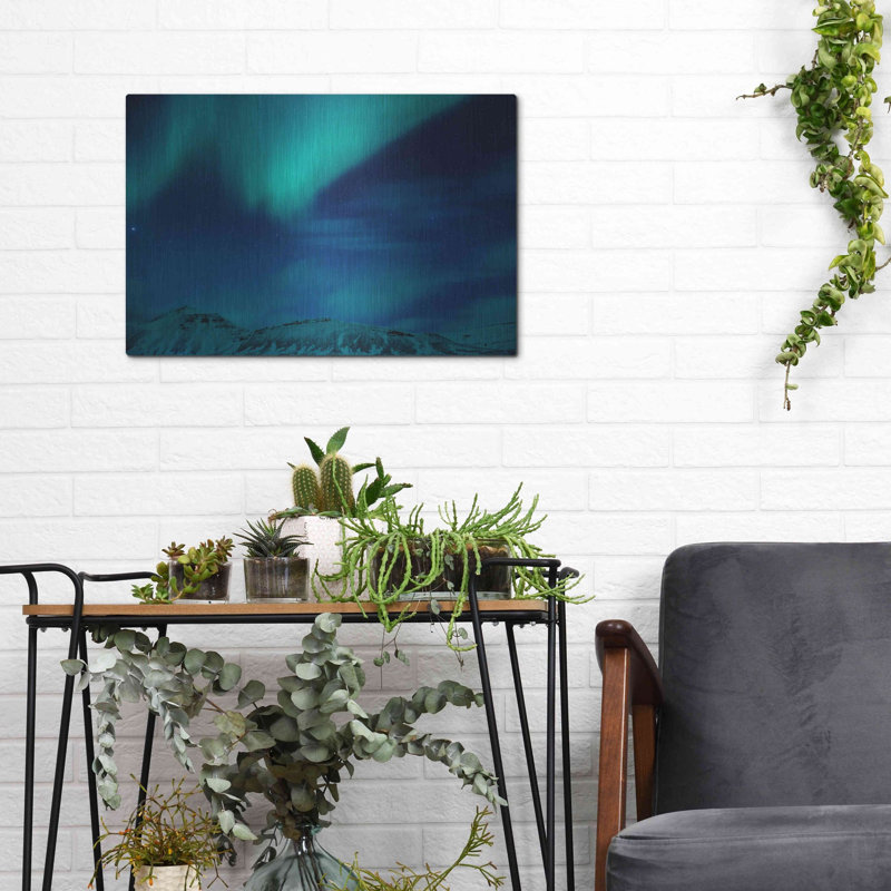 «Amazing Northern Lights Blue» par Luxe Portfolio, art mural en métal, H 12 po x l 16 po