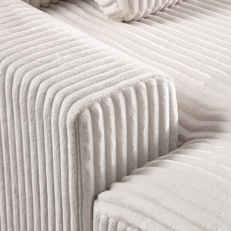 Canapé modulaire en velours côtelé de 155,5 pouces de largeur avec méridienne beige et 8 coussins décoratifs, parfait pour la vie moderne