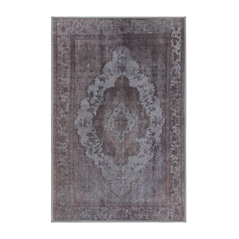 Tapis 100% moderne de style Mid-Century 2130 lavable à la machine, Rectangle 4 pi x 6 pi