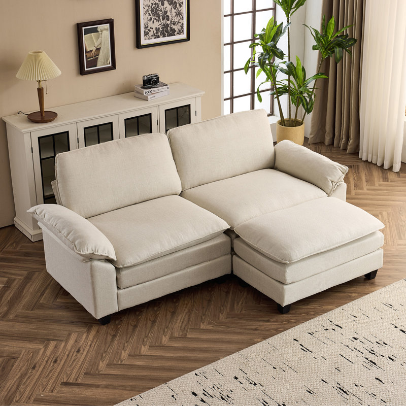 Canapé et canapé avec repose-pieds Avrilynn, Polyester beige, 85.4"W x 33.5"H x 54"D (2-seat)