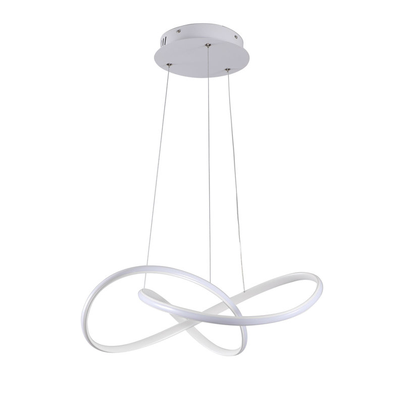 Luminaire suspendu géométrique à DEL 1 lumière Aastha, Blanc