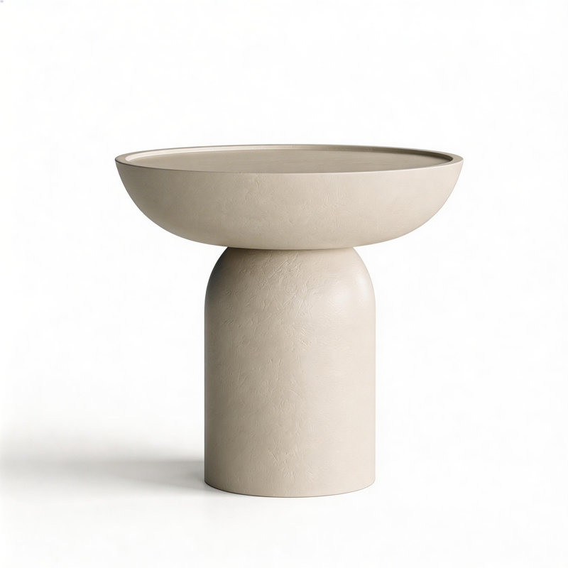 Modern Ivory Style Cement Coffee Table, 20" H x 20" W x 20" D